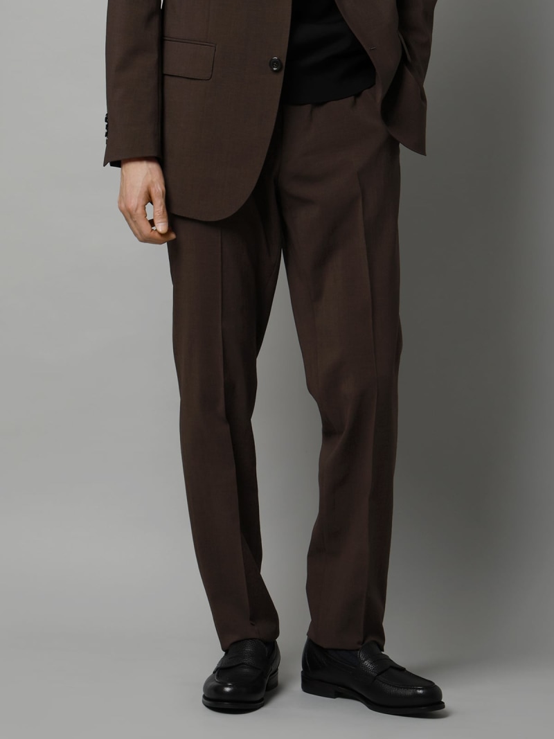 SUIT SQUARE テーパードパンツ ウォッシャブル ストレッチ 接触冷感 リネンライクポリエステル スーツ スクエア スーツ・フォーマル スーツパンツ ブラウン【送料無料】｜ Fashion Men