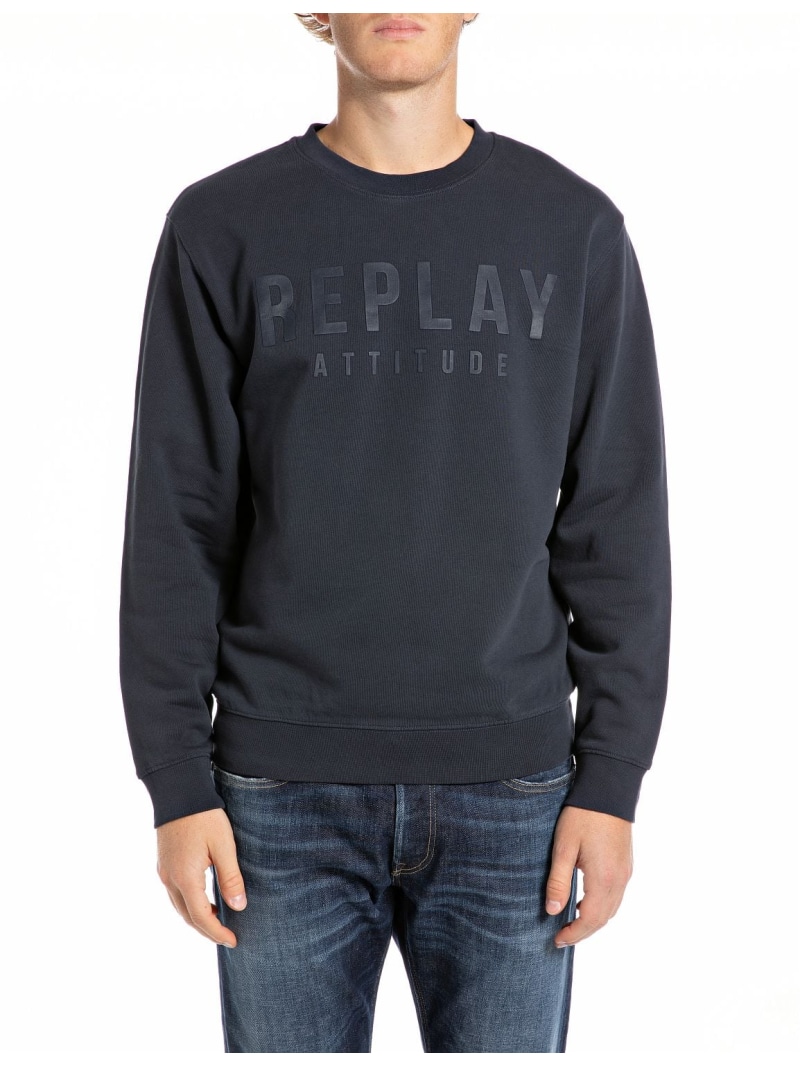 【SALE／50%OFF】REPLAY REPLAY コットンフリース リプレー トップス スウェット・トレーナー 青み【RBA_E】【貨物輸送無料】