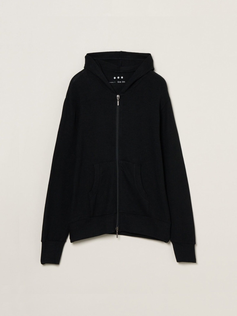 three dots Brushed sweater zip up hoody スリードッツ トップス カットソー・Tシャツ グレー ブラック ネイビー【送料無料】