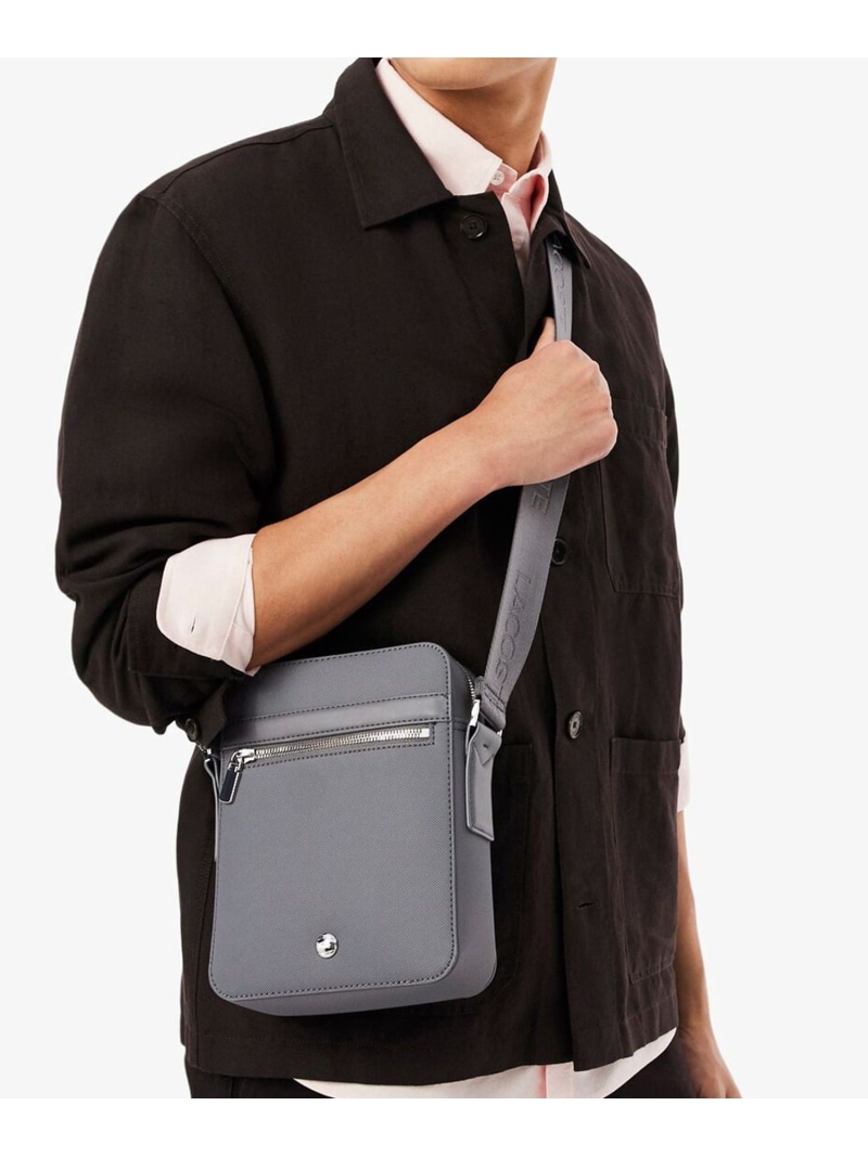LACOSTE ランゴン バーチカルミニショルダーバッグ ラコステ バッグ ショルダーバッグ ブラック グレー【送料無料】