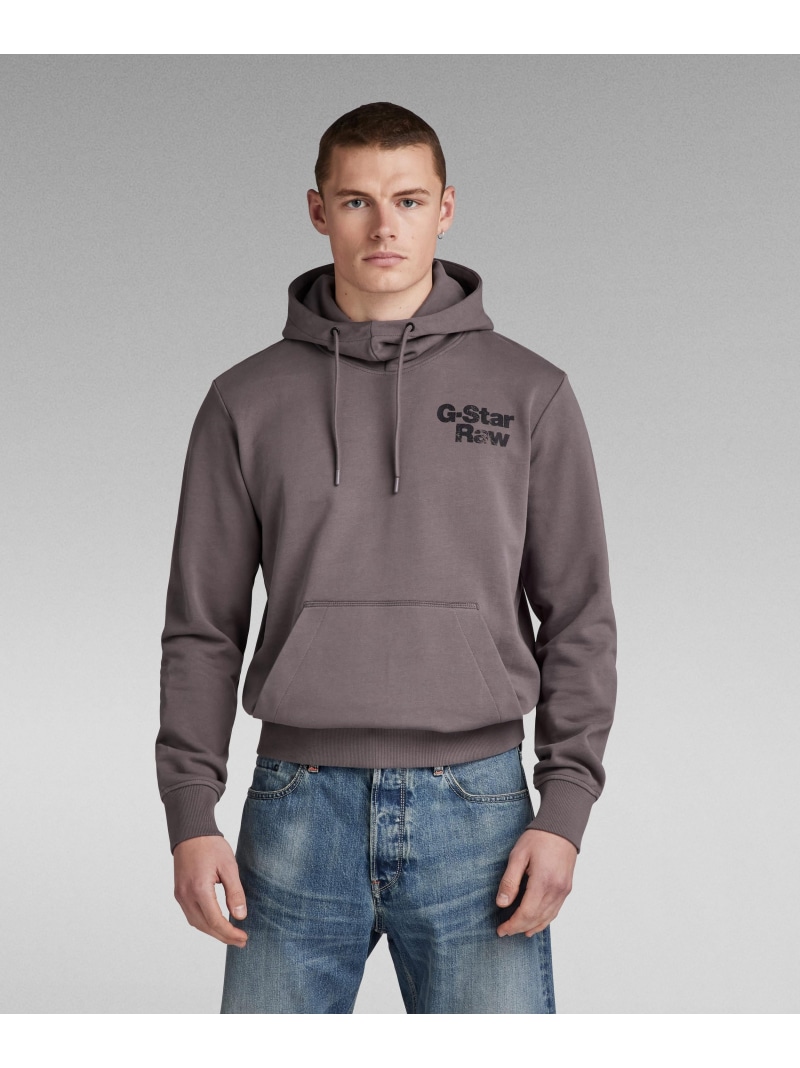 【SALE／30%OFF】G-Star RAW 【公式ショップ】BACK PRINT HOODIE/バックプリントロゴパーカー ジースターロゥ トップス パーカー・フーディー グレー【RBA_E】【送料無料】