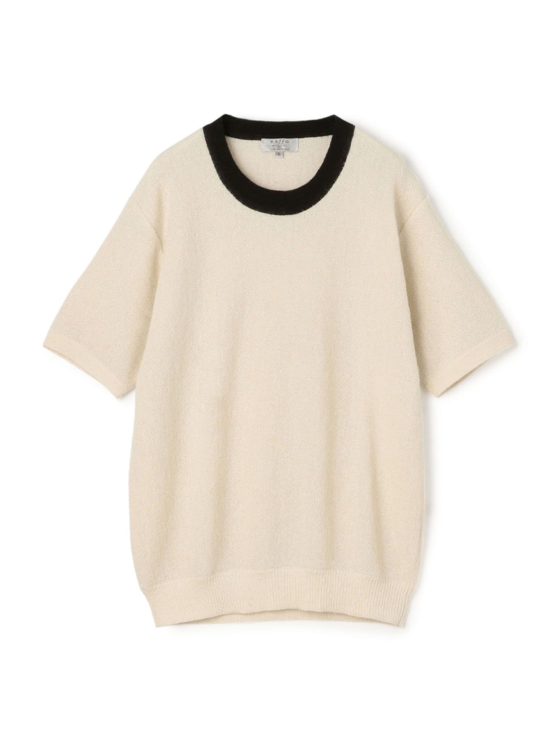 【SALE／40%OFF】TOMORROWLAND BUYING WEAR 【別注】Raffa Molina パイピング クルーネック ハーフスリーブニット トゥモローランド トップス ニット ブルー ホワイト ネイビー【RBA_E】【送料無料】