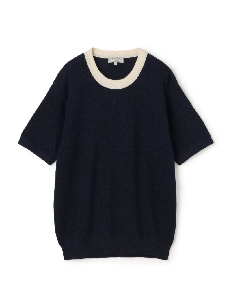 【SALE／50%OFF】TOMORROWLAND BUYING WEAR 【別注】Raffa Molina パイピング 労働者の一団素っ首 ハーフスリーブニット トゥモローランド トップス 編み物 青み 白いこと 米国海軍【RBA_E】【貨物輸送無料】