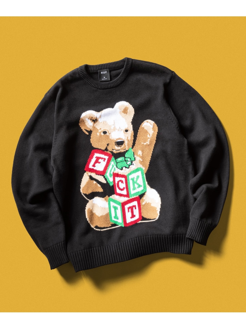 HUF GIFT BEAR INTARSIA SWEATER / HUF ハフ セーター ニット ハフ トップス ニット ブラック【送料無料】