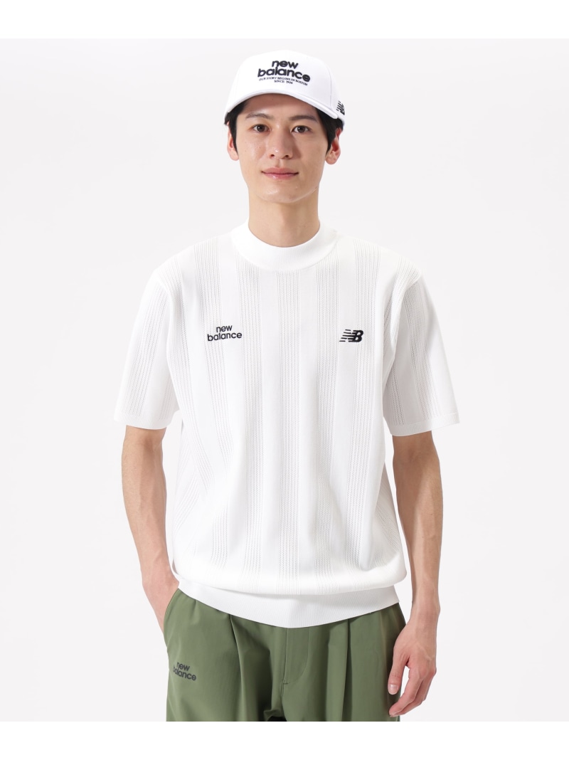 【SALE/30%OFF】New Balance Golf ハーフスリーブ モックネック ニット プルオーバー (MENS) ニューバランスゴルフ トップス ニット ベージュ ホワイト【RBA_E】【送料無料】| Fashion Men