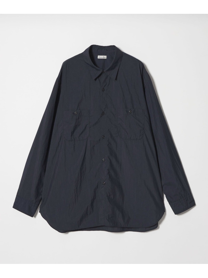 Steven Alan Steven Alan エアリーナイロン レギュラーカラー シャツ LOOSE ビューティー＆ユース　ユナイテッドアローズ トップス シャツ・ブラウス ネイビー グレー【送料無料】