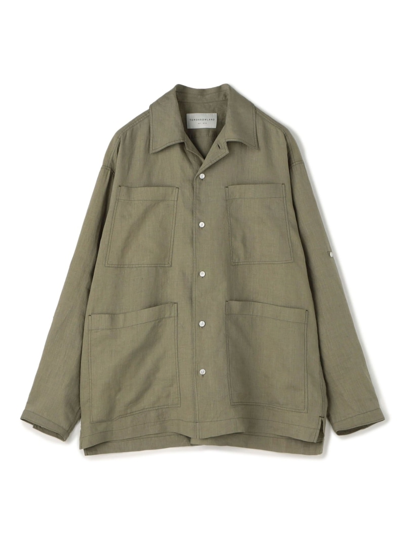 【SALE／30%OFF】TOMORROWLAND MEN リネン 4ポケット サファリシャツ トゥモローランド トップス シャツ・ブラウス カーキグリーン ホワイト ネイビー【RBA_E】【送料無料】