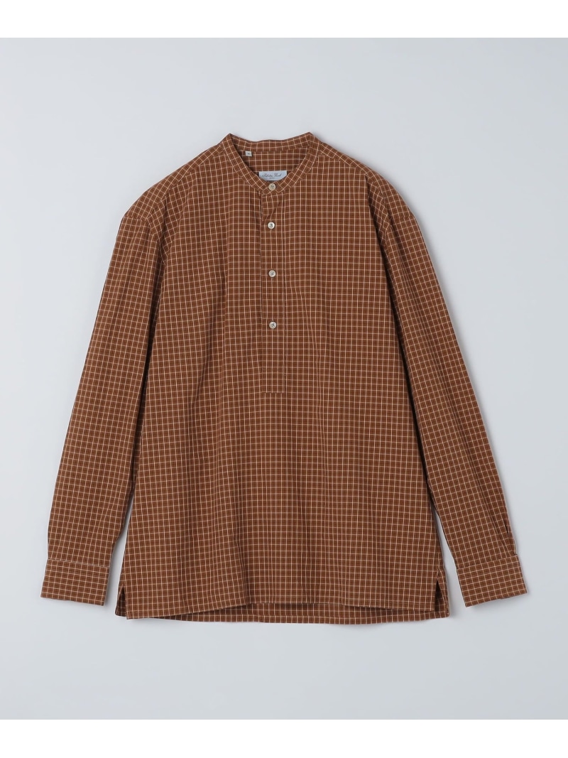 【SALE/30%OFF】SHIPS MEN 【SHIPS別注】Salvatore Piccolo: チェック プルオーバー バンドカラー シャツ シップス トップス シャツ・ブラウス ブラウン【RBA_E】【送料無料】| Fashion Men