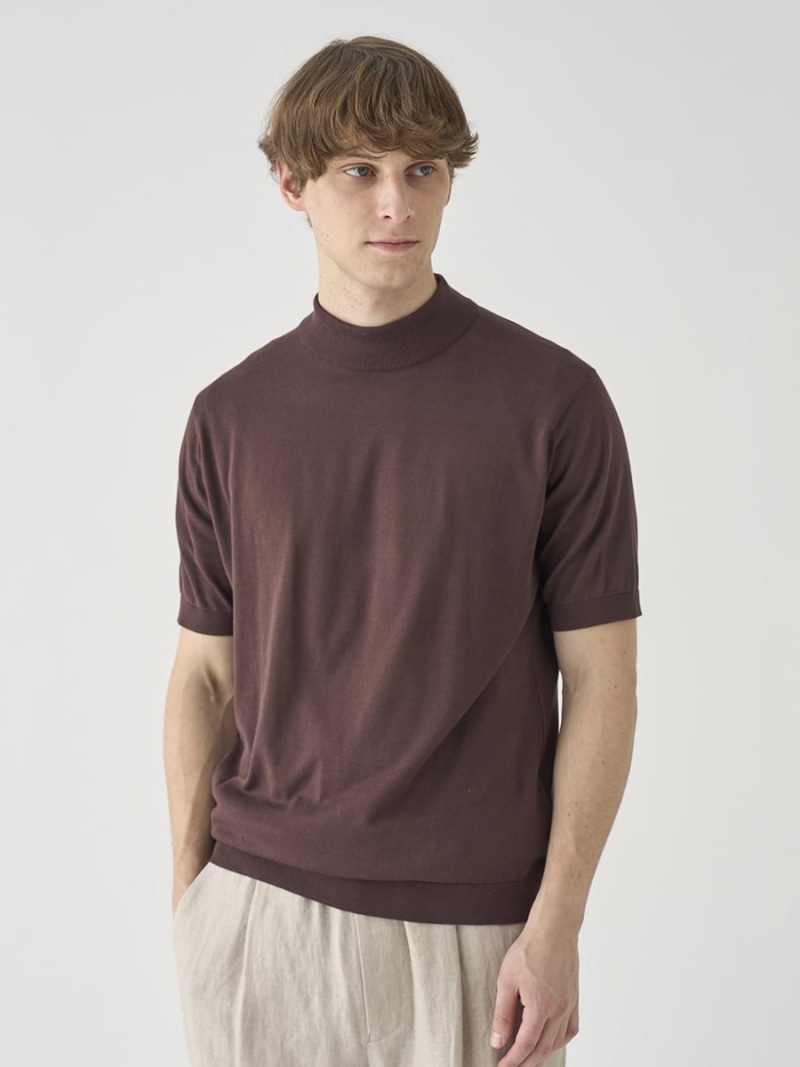 【SALE／20%OFF】JOHN SMEDLEY モックネック半袖綿織物編み物プルオーバー ｜ ARBER ｜ 30G MODERN FIT ジョンスメドレー トップス 編み物【RBA_E】【貨物輸送無料】