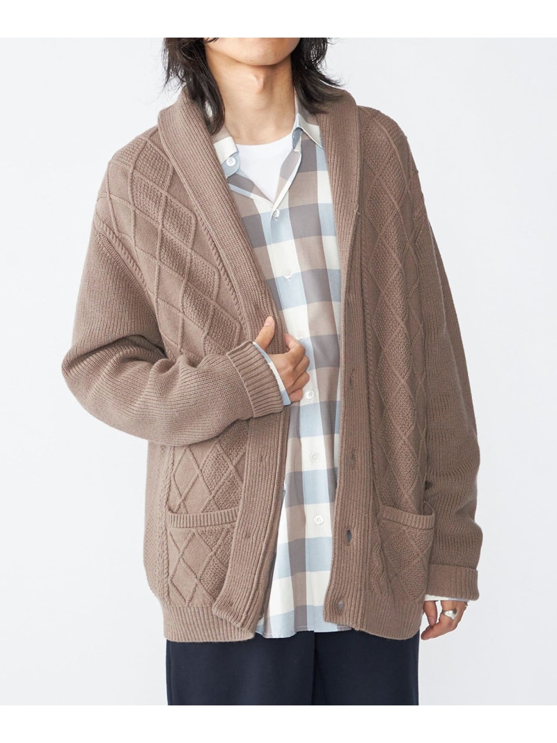 【SALE／30%OFF】SHIPS MEN SHIPS: ＜手洗い可能＞ウールコットン アラン ショール カーディガン シップス トップス カーディガン ネイビー ベージュ【RBA_E】【送料無料】