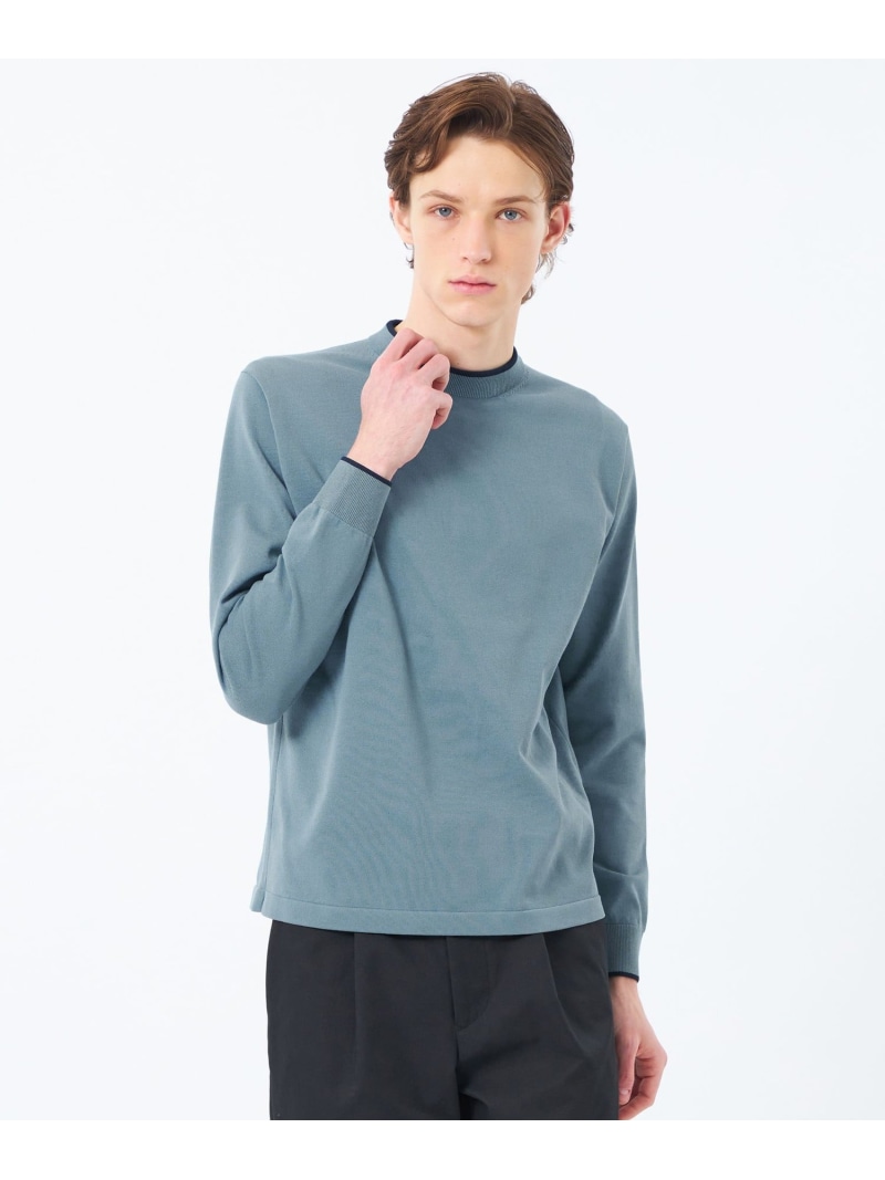 【SALE／50%OFF】MACKINTOSH PHILOSOPHY 12G プレーティング天竺 ライン入りモックネック マッキントッシュ フィロソフィー トップス ニット ホワイト ネイビー ブルー【RBA_E】【送料無料】｜ Fashion Men