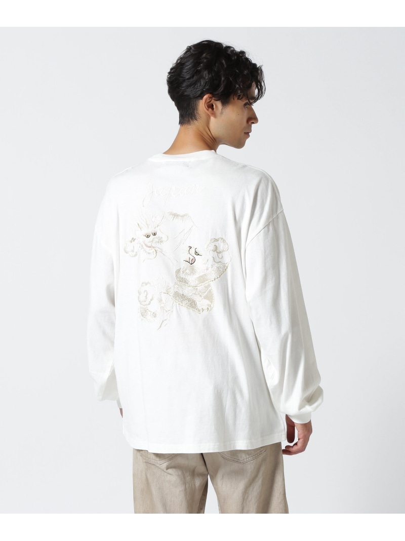 B\u00272nd REMI RELIEF(レミレリーフ) 別注LW工業20/-天竺BIG大きさロンT(刺しゅう:tiger\u0026dragon) ビーセカンド トップス カットソー・ティーシャツ 黒いこと 白いこと【貨物輸送無料】