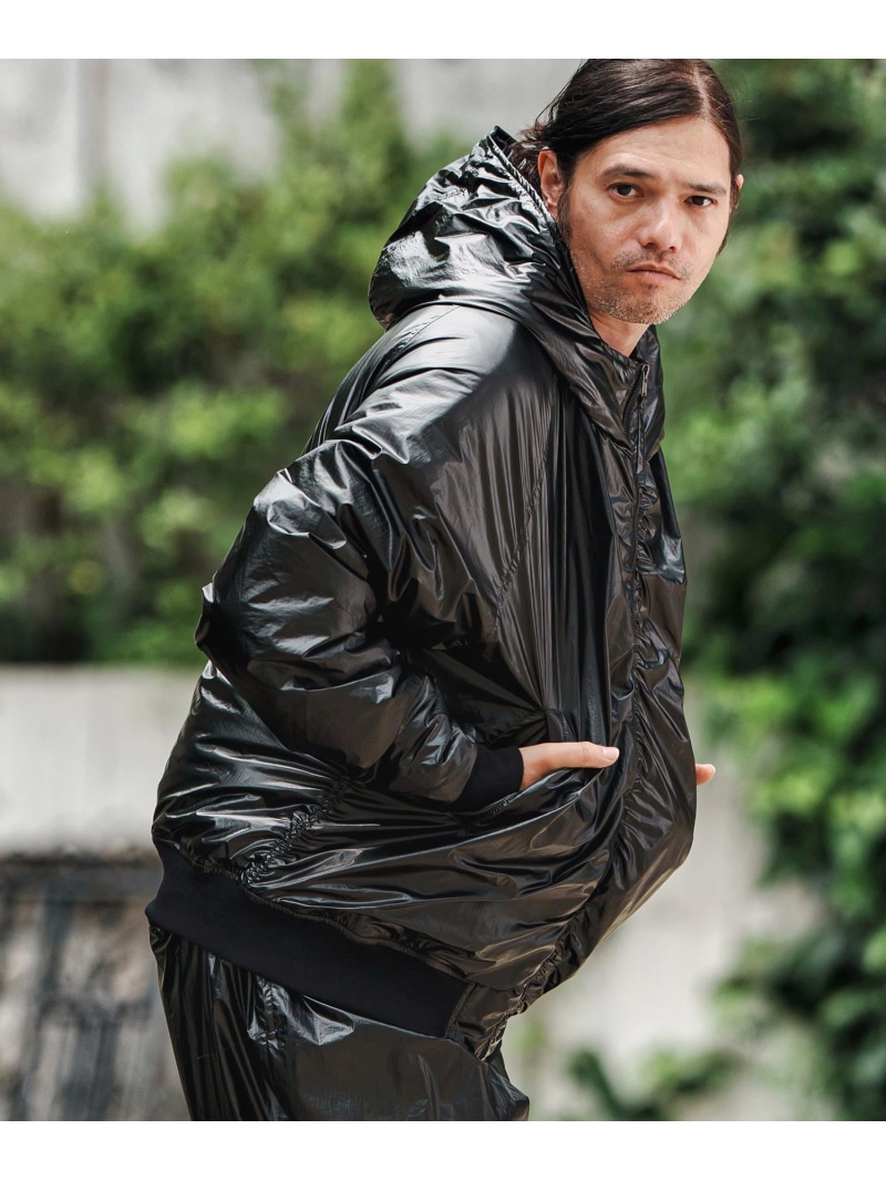 CAMBIO mj10834- Metallic Coating Hooded Padded Blouson ブルゾン カンビオ ジャケット・アウター その他のジャケット・アウター ブラック ゴールド シルバー【送料無料】