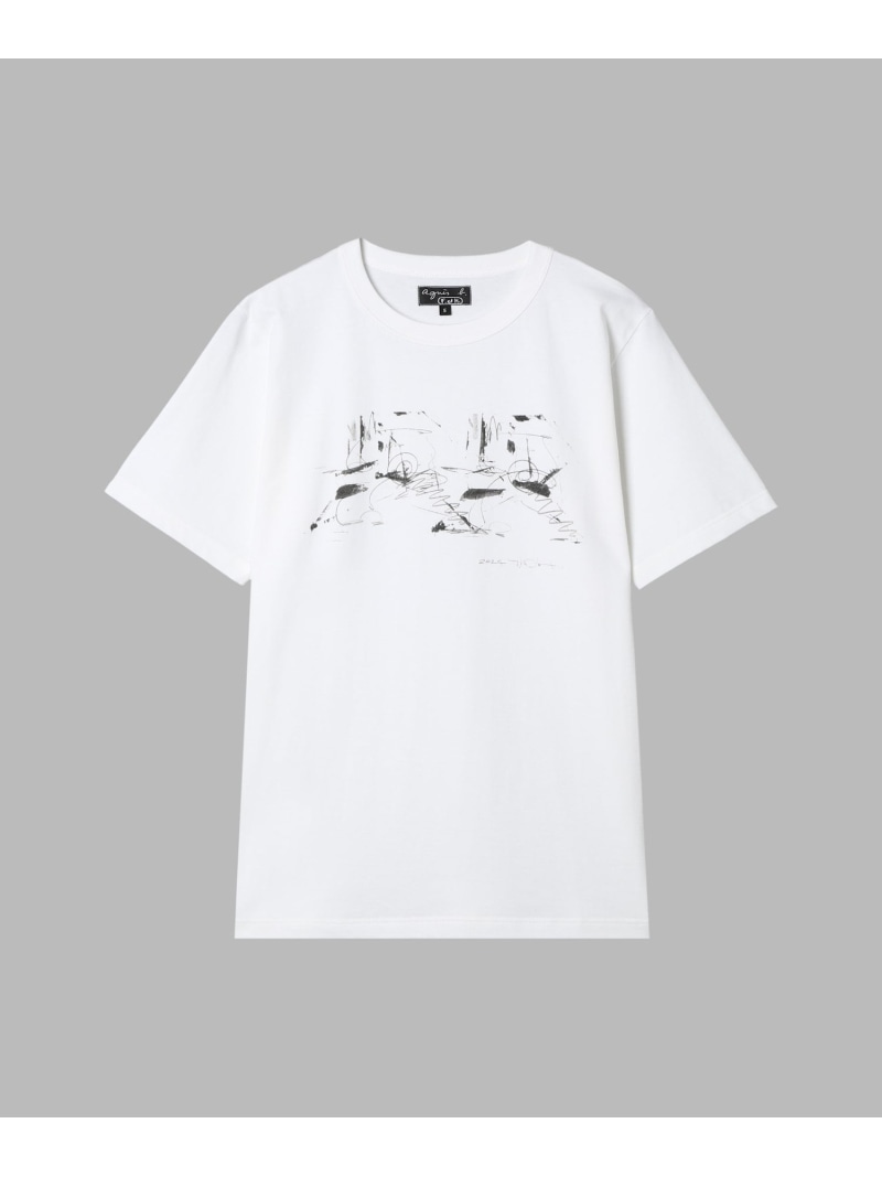 agnes b. FEMME プリント コットン 半袖 アーティスト Tシャツ \