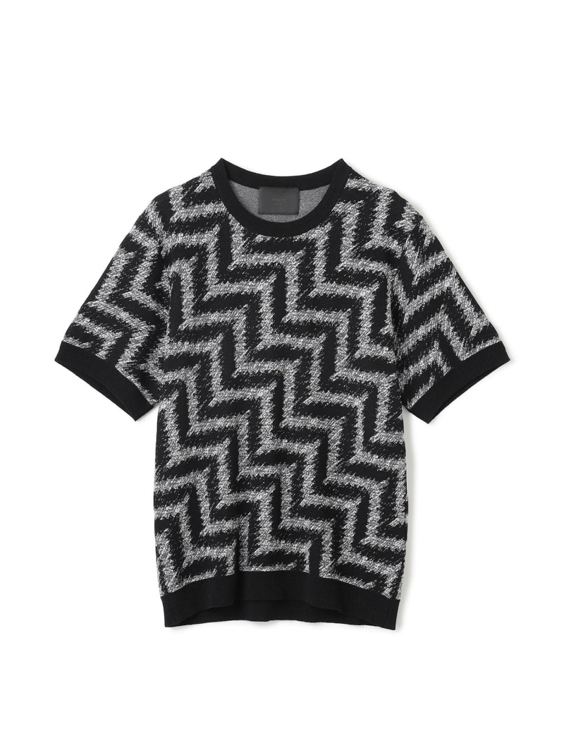 【SALE／20%OFF】JOSEPH HOMME 【HIGH GRADE LINE】カスリシェブロンジャガード クルーネックニット ジョゼフ オム トップス 編み物 黒いこと【RBA_E】【貨物輸送無料】