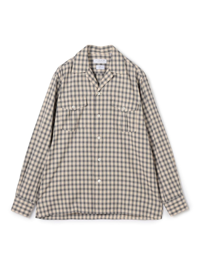 【SALE／40%OFF】TOMORROWLAND MEN コットンオンブレーチェック ダブルポケットオープンカラーシャツ ALBINI トゥモローランド トップス シャツ・ブラウス ブルー ブラウン【RBA_E】【送料無料】
