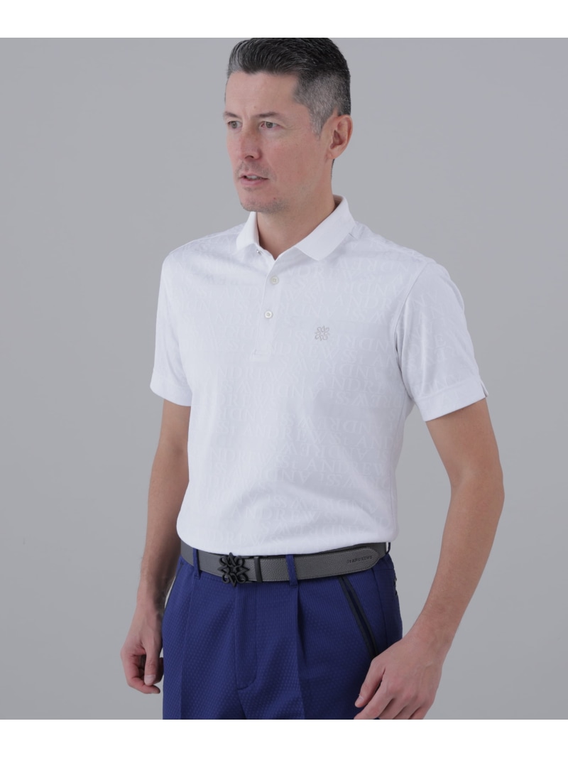 St ANDREWS ダブルロゴジャガード無地半袖ポロシャツ (MENS) セントアンドリュース トップス ポロシャツ ホワイト ブラック ブルー【送料無料】