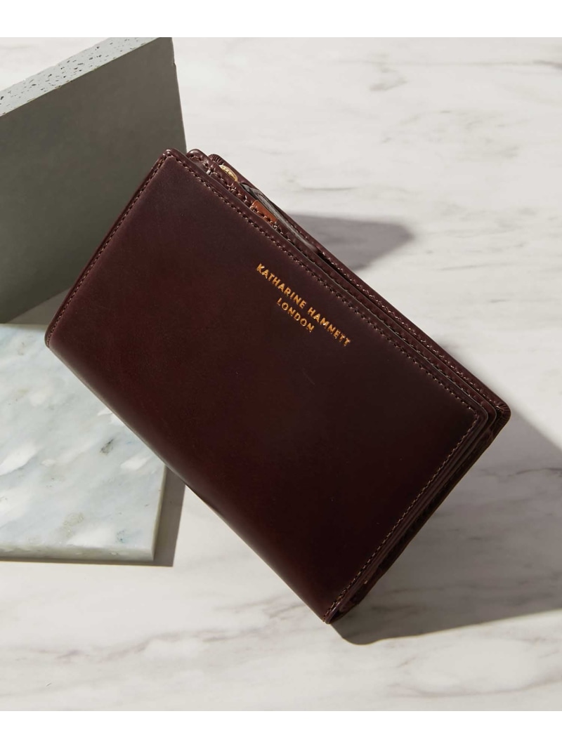 KATHARINE HAMNETT LONDON KATHARINE HAMNETT LONDON ｜calf イタリアンカーフレザーL字ミドル財布 リバースプロジェクトストア 財布・ポーチ・ケース 財布 ブラック ブラウン【送料無料】