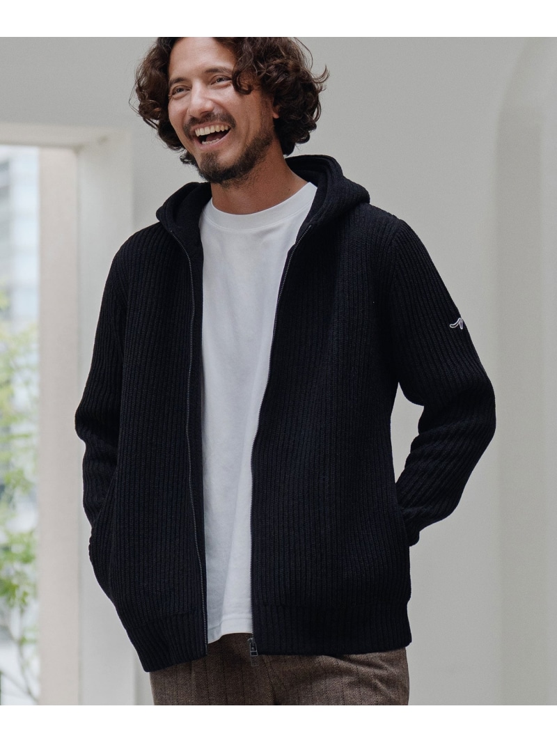 CALL\u0026RESPONSE mpa3861-ニットZIPパーカー-サイセンタク カンビオ トップス パーカー・フーディー ベージュ ブラウン ブラック【送料無料】