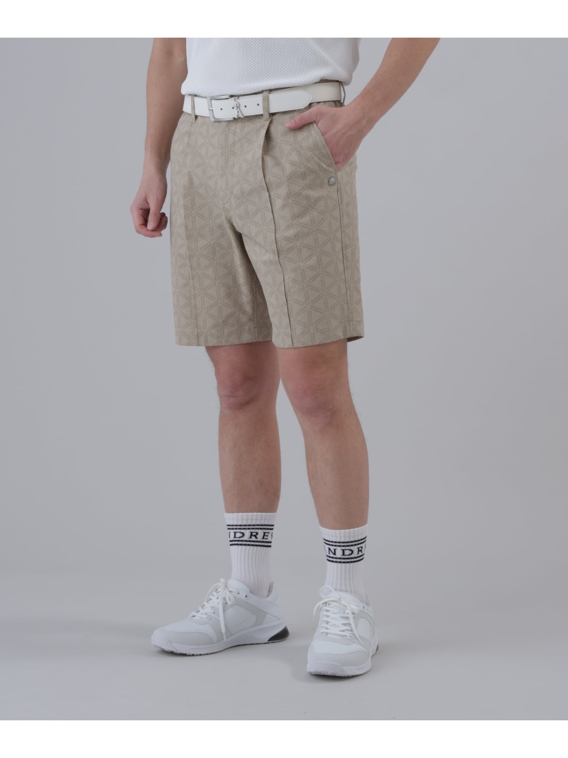 St ANDREWS トライアングルロゴプリントショートパンツ (MENS) セントアンドリュース トップス より良い・ジレ ベージュ 黒いこと【貨物輸送無料】