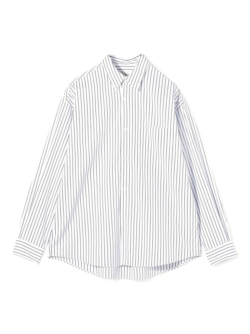TOMORROWLAND MEN 【店舗限定】コットンストライプ レギュラーカラーロングスリーブシャツ トゥモローランド トップス シャツ・ブラウス ブルー ホワイト ブラウン レッド【送料無料】｜ Fashion Men