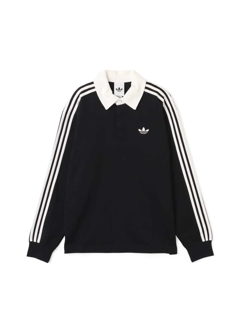 adidas adidas 3-STRIPES RUGBY LONGSLEEVE POLO 黒いこと アトモス トップス 合奏団 黒いこと【貨物輸送無料】