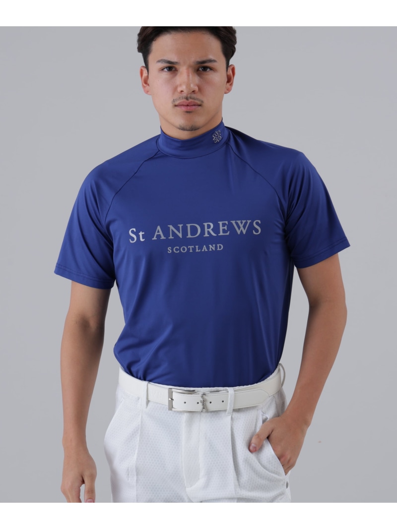 St ANDREWS ポリエステルベア天竺ハイネックカットソー (MENS) セントアンドリュース トップス 余分の物のトップス 青み 白いこと 黒いこと【貨物輸送無料】