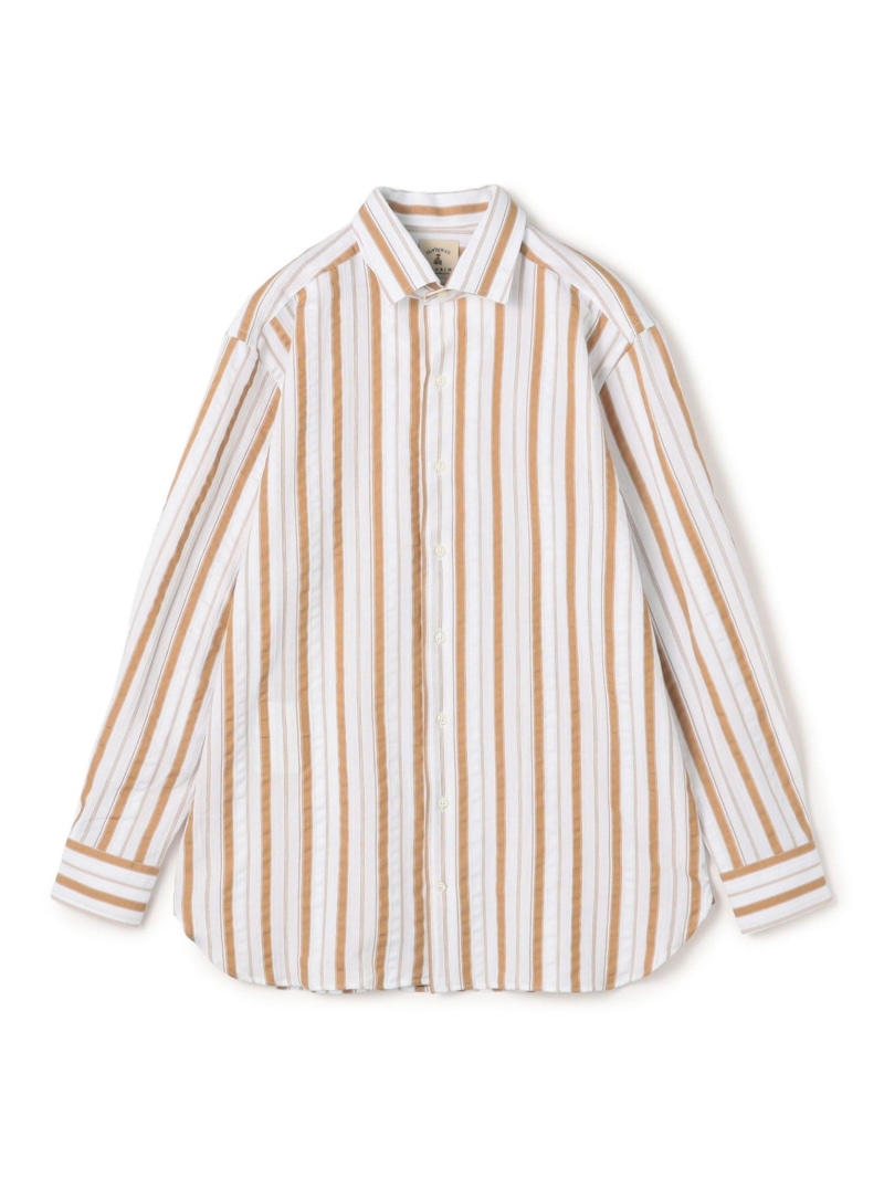 TOMORROWLAND MEN 【別注】GUY ROVER コットンドビー ワンピースカラー ロングスリーブシャツ トゥモローランド トップス シャツ・ブラウス オレンジ ホワイト ブルー【送料無料】