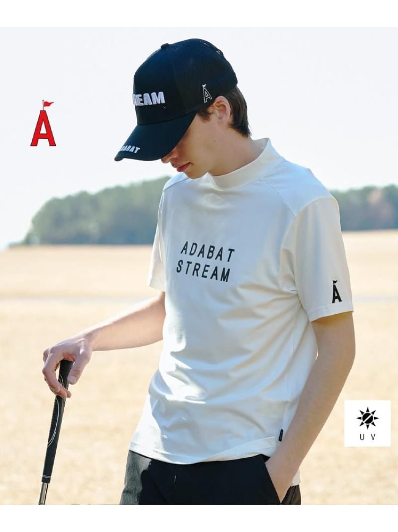 【SALE／30%OFF】ADABAT STREAM ドライタッチモックネックT アダバット トップス カットソー・ティーシャツ 黒いこと 薄墨色 白いこと【RBA_E】【貨物輸送無料】 トップス-Tシャツ・カットソー