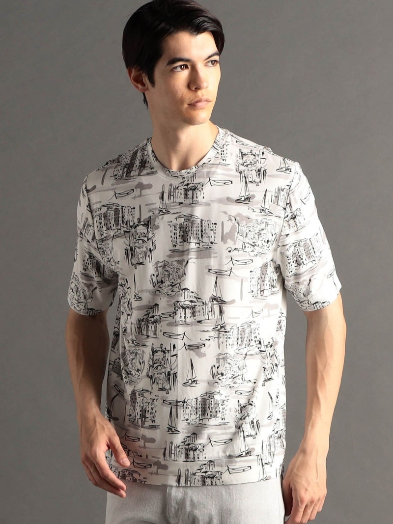【SALE／50%OFF】MONSIEUR NICOLE ex/tra Paris apartment print 半袖Tシャツ ニコル トップス カットソー・Tシャツ ブラック ホワイト【RBA_E】【送料無料】