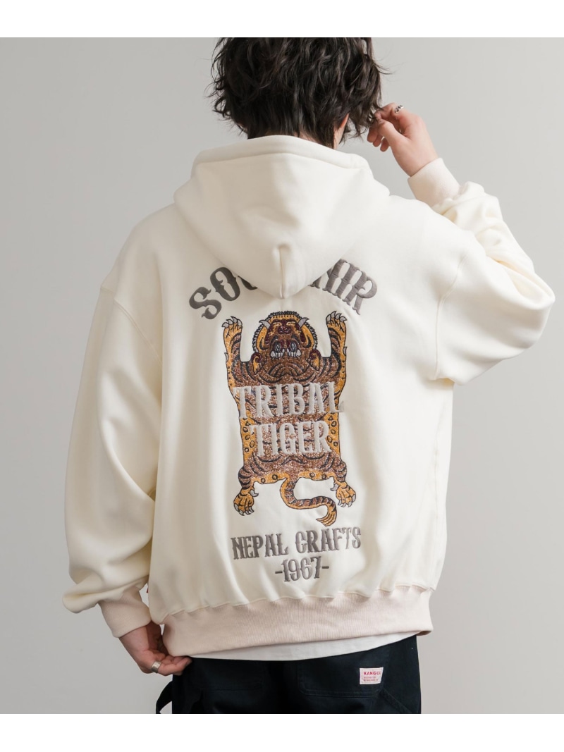 KRIFF MAYER KRIFF MAYER スーベニア刺繍裏起毛フルジップパーカー ロッキーモンロー トップス パーカー・フーディー レッド グリーン グレー ブラック パープル ベージュ【送料無料】