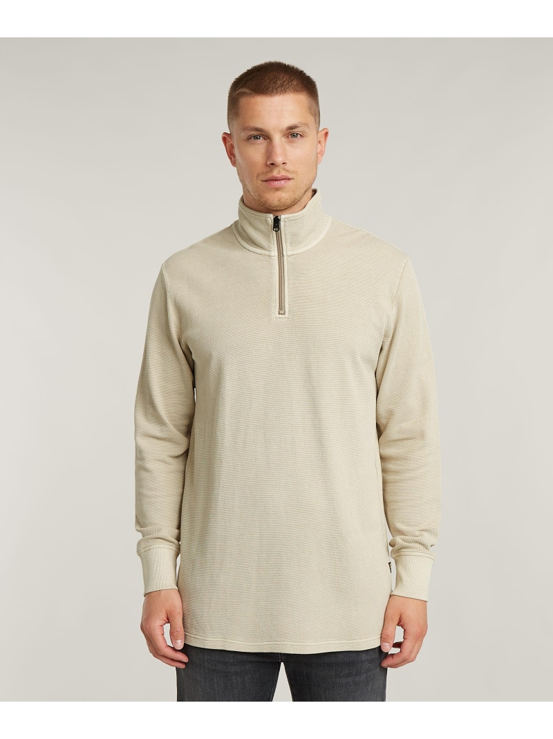 【SALE／30%OFF】G-Star RAW 【堅苦しさ販売店】Overdyed Half Zip Tweeter/ヴィンテージライクオーバーダイハーフジップライトウェイトスウェット/ロング捩りプルオーバー ジースターロゥ トップス カットソー・プルオーバー ベージュ【RBA_E】【貨物輸送無料】