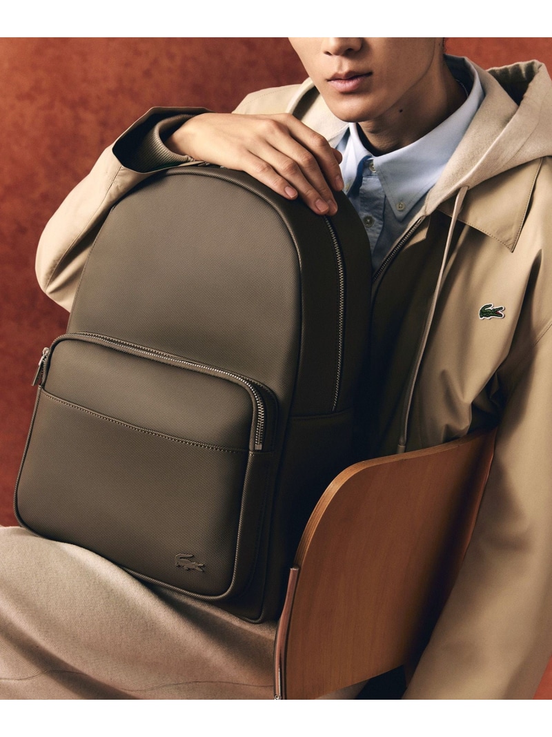 LACOSTE RFID役立つこと積み上げる メンズ古典派音楽 隠しうしろ側容器に並べる ラコステ 御徒面子 背嚢・うしろ側容器に並べる ベージュ 黒いこと 米国海軍【貨物輸送無料】