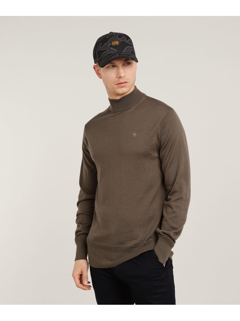【SALE／30%OFF】G-Star RAW 【公式ショップ】Premium Core Mock Neck Knitted Sweater/ベーシックデザインワンポイントロゴモックネックニットセーター ジースターロゥ トップス ニット ブラウン【RBA_E】【送料無料】 11,411円