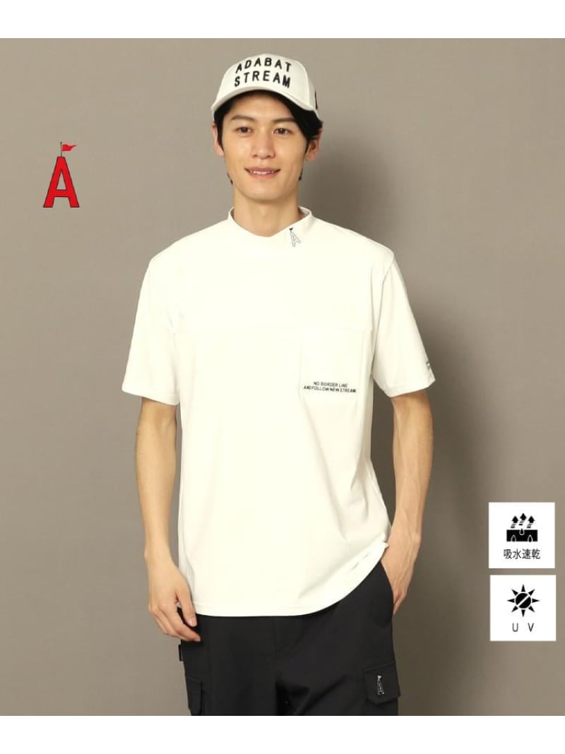 【SALE／30%OFF】ADABAT STREAM UVカット/吸水速乾 モックネックポケットT アダバット トップス カットソー・Tシャツ ブルー ホワイト ブラック【RBA_E】【送料無料】