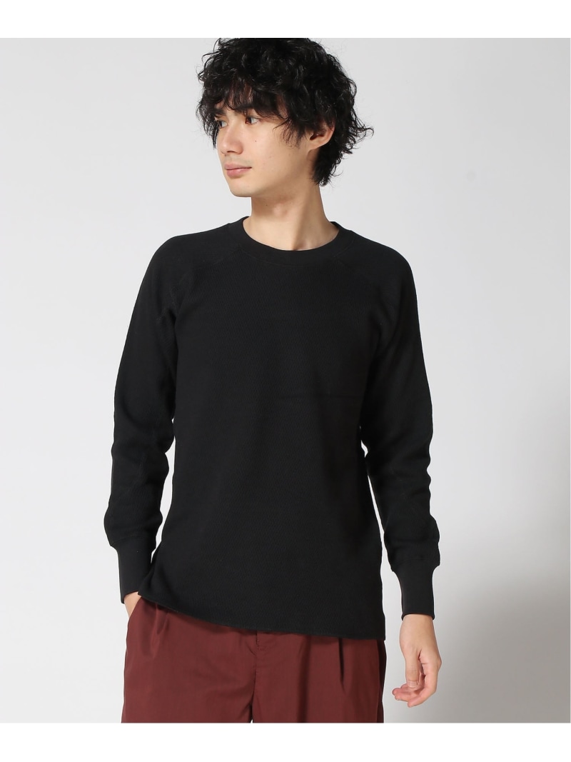 【SALE／5%OFF】HOUSTON 【HOUSTON】ヘビーサーマルクルーネックロングスリーブTシャツ イールド トップス カットソー・Tシャツ ホワイト ブラック【RBA_E】【送料無料】