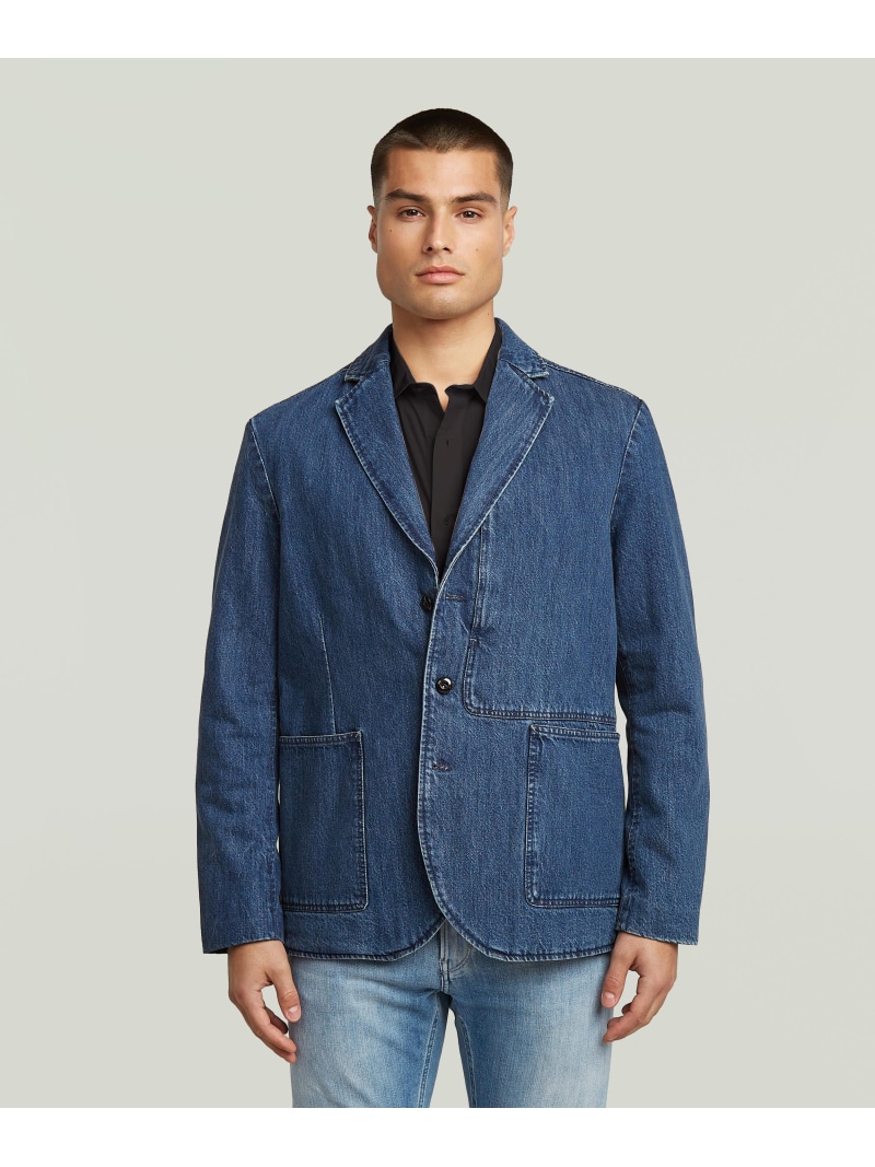【SALE／50%OFF】G-Star RAW 【公式ショップ】Chore Casual Denim Blazer/カジュアルデニムブレザー/テーラードジャケット ジースターロゥ ジャケット・アウター デニムジャケット ブルー【RBA_E】【送料無料】｜ Fashion Men