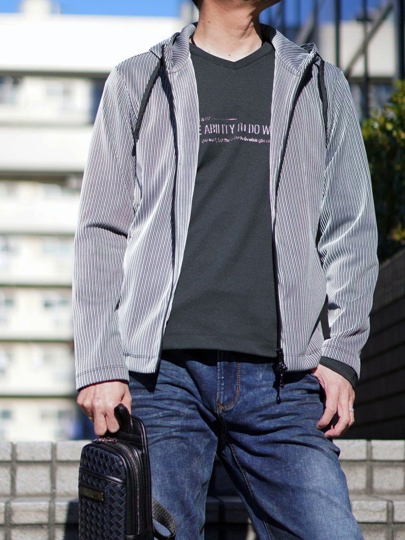 NICOLE selection タックボーダー長袖パーカー ニコル トップス パーカー・フーディー グレー ネイビー ホワイト【送料無料】| Fashion Men