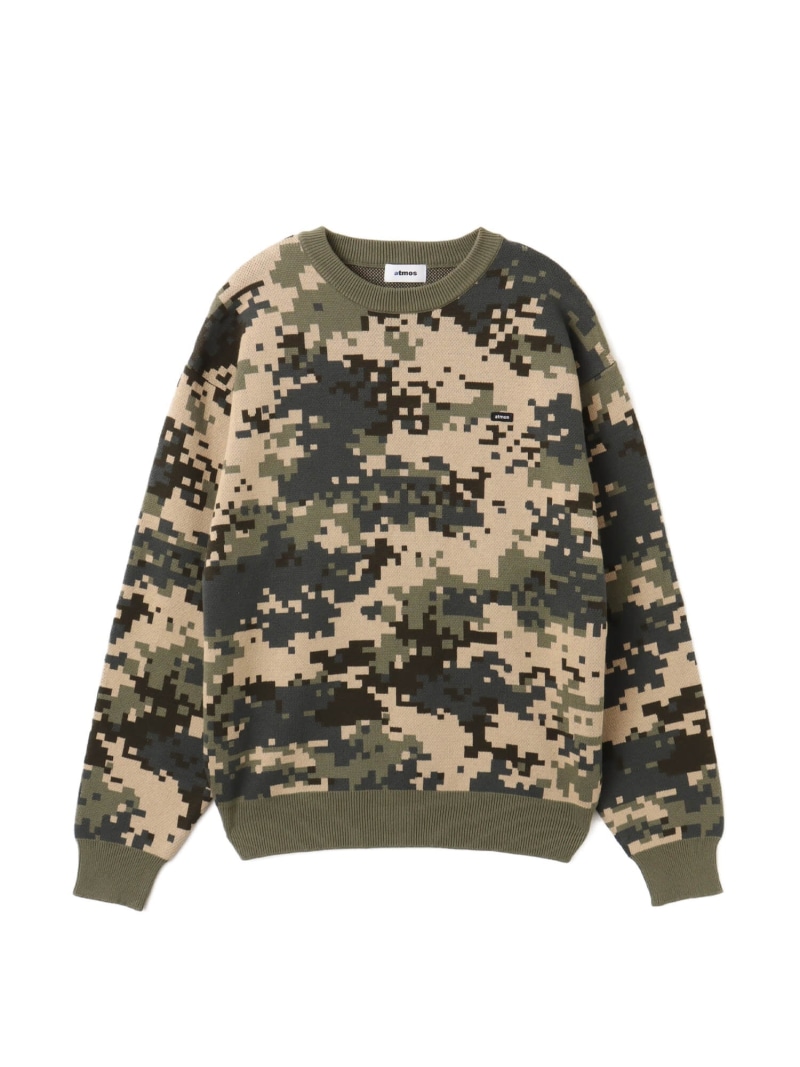 atmos atmos Small Logo Patch  Knit Sweater CAMOUFLAGE KHAKI アトモス トップス 編み物【貨物輸送無料】