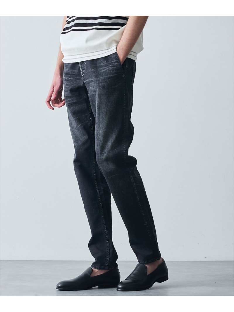5351POUR LES HOMMES プリント テーパード デニム ゴーサンゴーイチプールオム パンツ ジーンズ・デニムパンツ ブラック ブルー【送料無料】