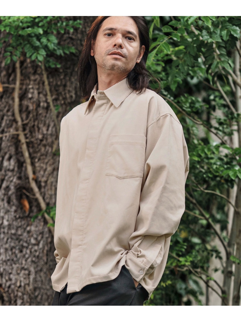 CAMBIO ms6152- Fly Front Corduroy Shirts コーデュロイシャツ カンビオ トップス シャツ・ブラウス ベージュ ブラック【送料無料】｜ Fashion Men 9,768円