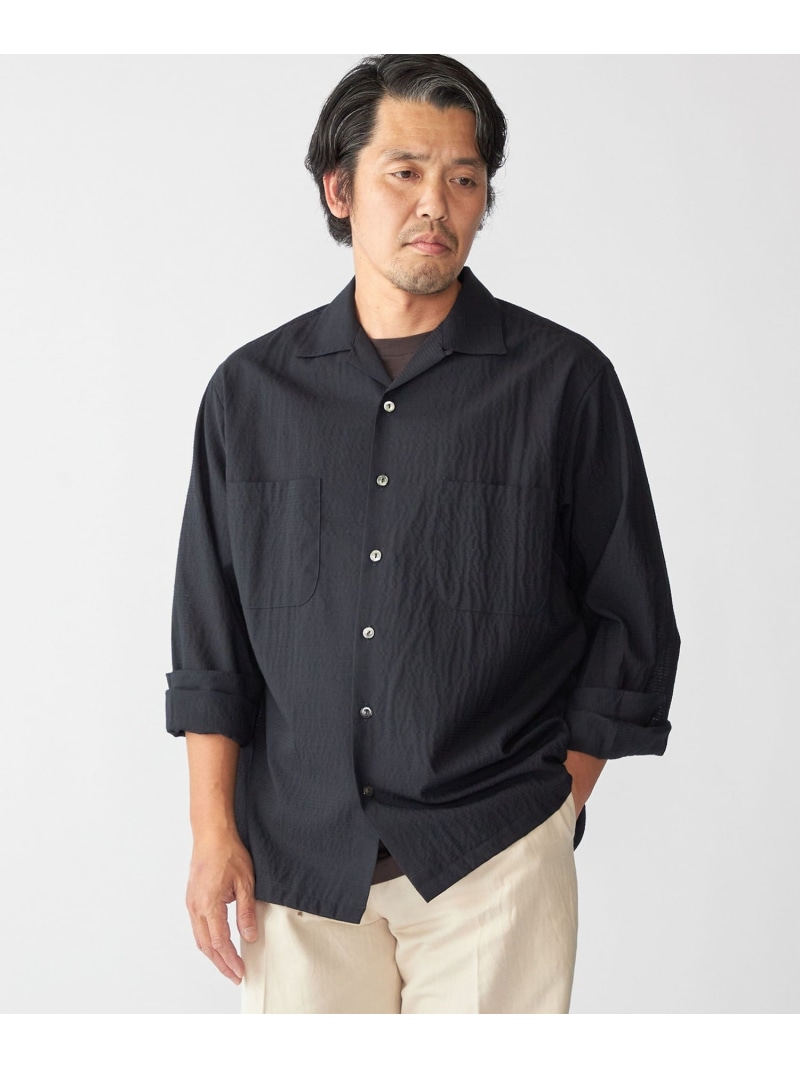 【SALE／45%OFF】SHIPS MEN Southwick: Gate Label TW エンボス ロングスリーブ キャンプシャツ シップス トップス シャツ・ブラウス ネイビー【RBA_E】【送料無料】｜ Fashion Men