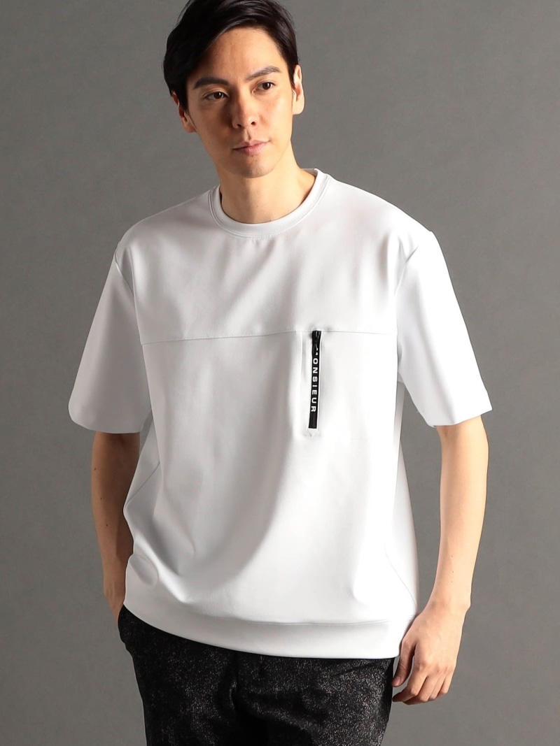 【SALE／46%OFF】MONSIEUR NICOLE カルゼニット 半袖Tシャツ ニコル トップス カットソー・Tシャツ グレー ブラック ホワイト【RBA_E】【送料無料】｜ Fashion Men