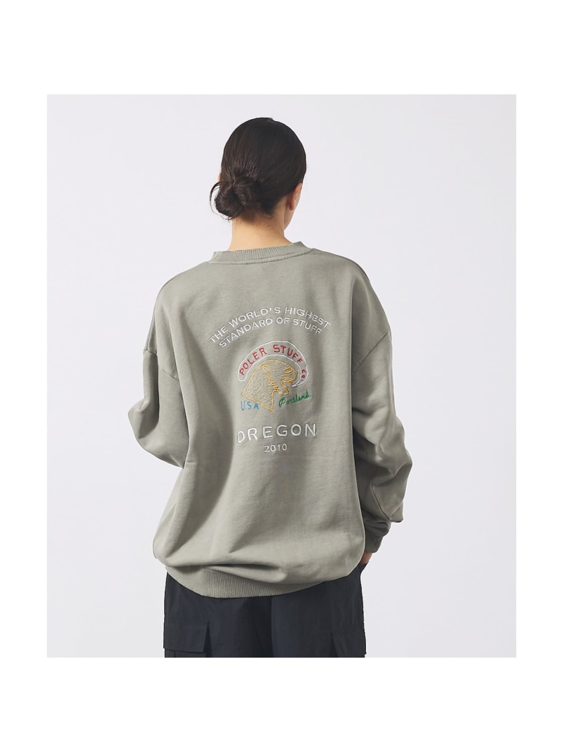 ABAHOUSE LASTWORD 【POLER/ポーラー】EMB PIGMENT DYE CREW/絵の具産業 アバハウス トップス スウェット・トレーナー 薄墨色 黒いこと【貨物輸送無料】