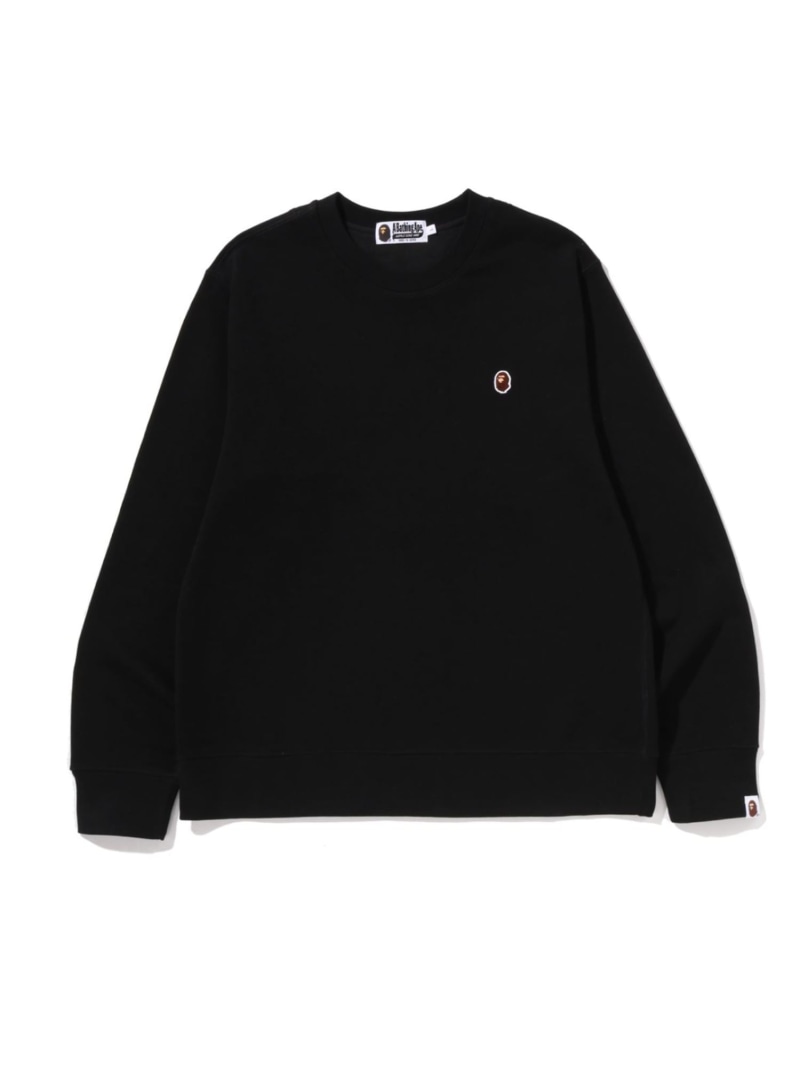 A BATHING APE ONE POINT REGULAR FIT CREWNECK SWEATSHIRT ア ベイシング エイプ トップス スウェット・トレーナー グレー ホワイト ブラック【送料無料】｜ Fashion Men