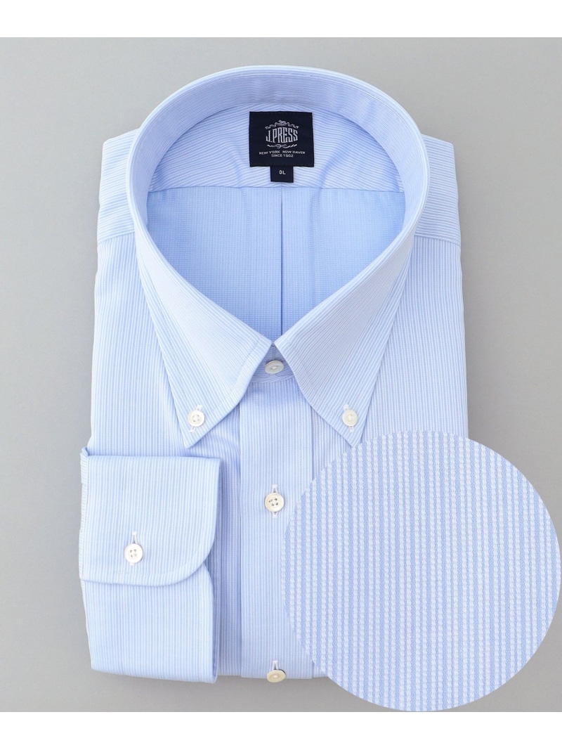 J.PRESS 【KING SIZE】【PREMIUM PLEATS / 形態安定】スーピマコットンマイクロストライプ シャツ/B.D. ジェイプレス トップス シャツ・ブラウス ブルー ホワイト【送料無料】 14,652円
