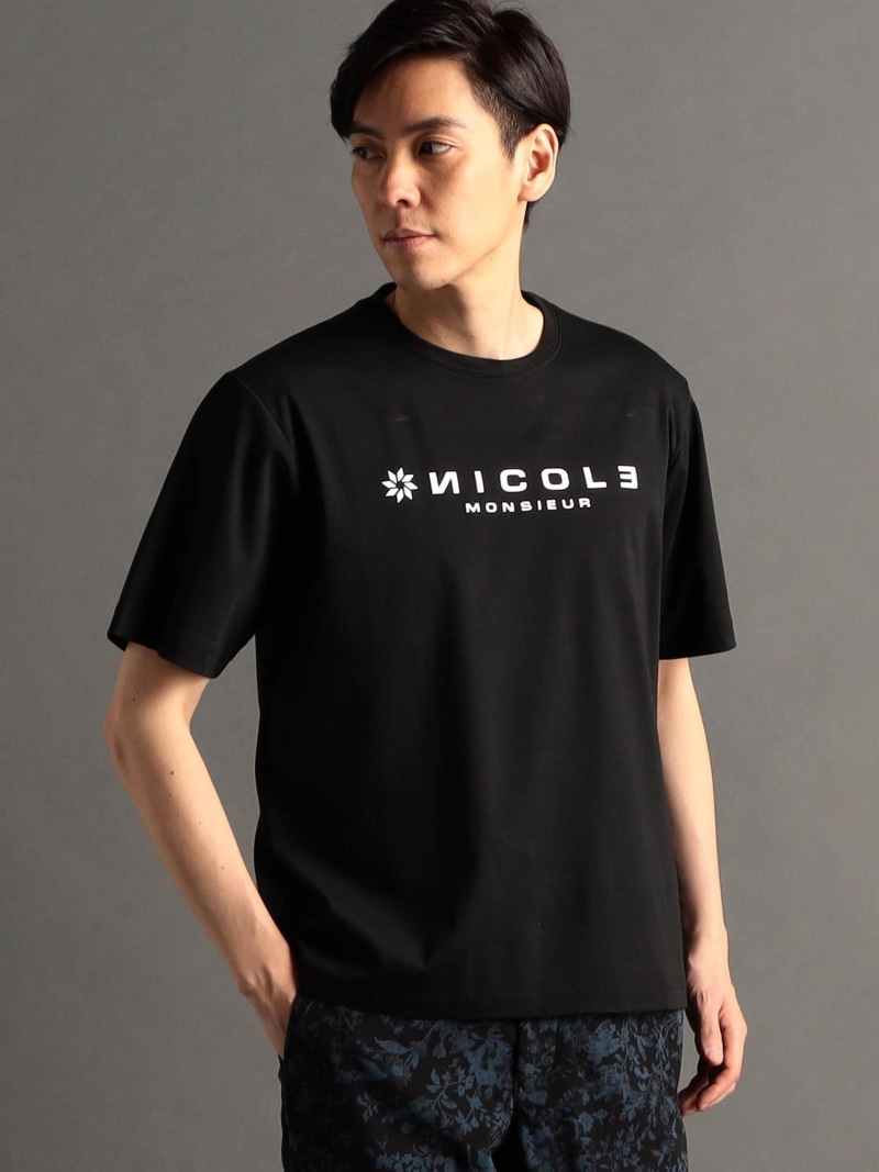 【SALE／20%OFF】MONSIEUR NICOLE ロゴグラフィック 半袖Tシャツ ニコル トップス カットソー・Tシャツ ホワイト レッド ブラック【RBA_E】【送料無料】
