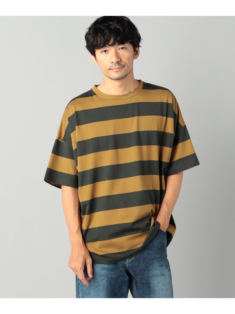 【SALE/50%OFF】β MEN ワイドボーダー オーバーサイズTシャツ コムサメン トップス カットソー・Tシャツ カーキグリーン【RBA_E】【送料無料】| Fashion Men
