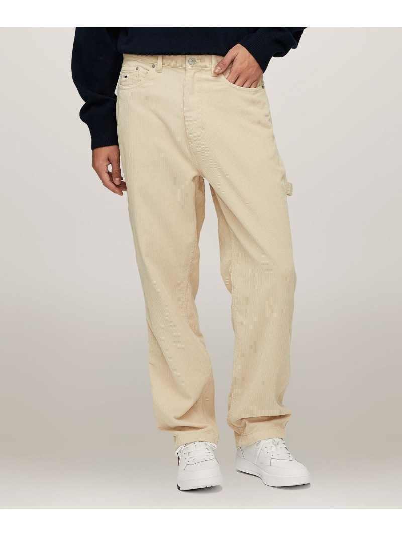 【SALE／50%OFF】TOMMY JEANS スケーターカーペンターコーデュロイパンツ トミーヒルフィガー パンツ チノパンツ ネイビー ホワイト【RBA_E】【送料無料】