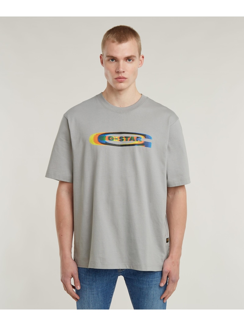 【SALE／30%OFF】G-Star RAW 【公式ショップ】Color Shift Old Skool Logo Boxy T-Shirt/クラシックロゴグラフィックデザインオーバーサイズボクシーシルエットTシャツ ジースターロゥ トップス カットソー・Tシャツ グレー【RBA_E】【送料無料】